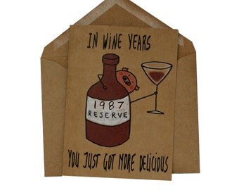 Funny birthday card wine - 30th birthday card sister - born 1987 birthday card - funny wine birthday card her - wine lover card