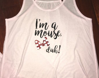 Glitter "I'm a Mouse, Duh" custom designed tank top and cell phone wallet