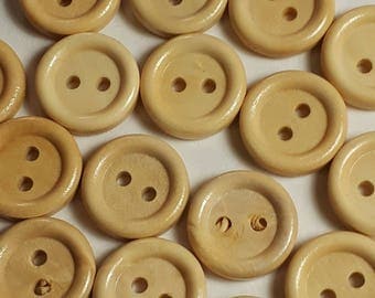 25pcs Light Wood Buttons - Wooden Buttons - 15mm Buttons - Sewing Buttons - 2 Hole Buttons - Natural Wood Buttons - B60147