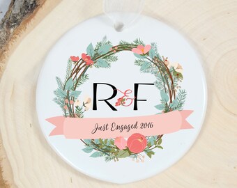 Just Engaged Ornament - Personalized Christmas Ornament - Porcelain Ornament