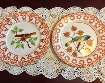 Beautiful Pair Of Vintage Italian Majolica Plates, Este Ceramiche Plates, Italy, 1930's Numbered Plates, NC Estate.
