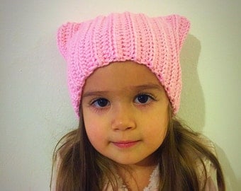 Pink pussycat hat, pussycat hat, pink cat hat, cat hat with ears, pink cat ears, pink winter hat, back to school gift