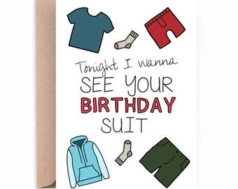 Funny Boyfriend Birthday Card - Boyfriend Birthday Card - Husband Birthday Card - Birthday Suit Card - Birthday Card for Him
