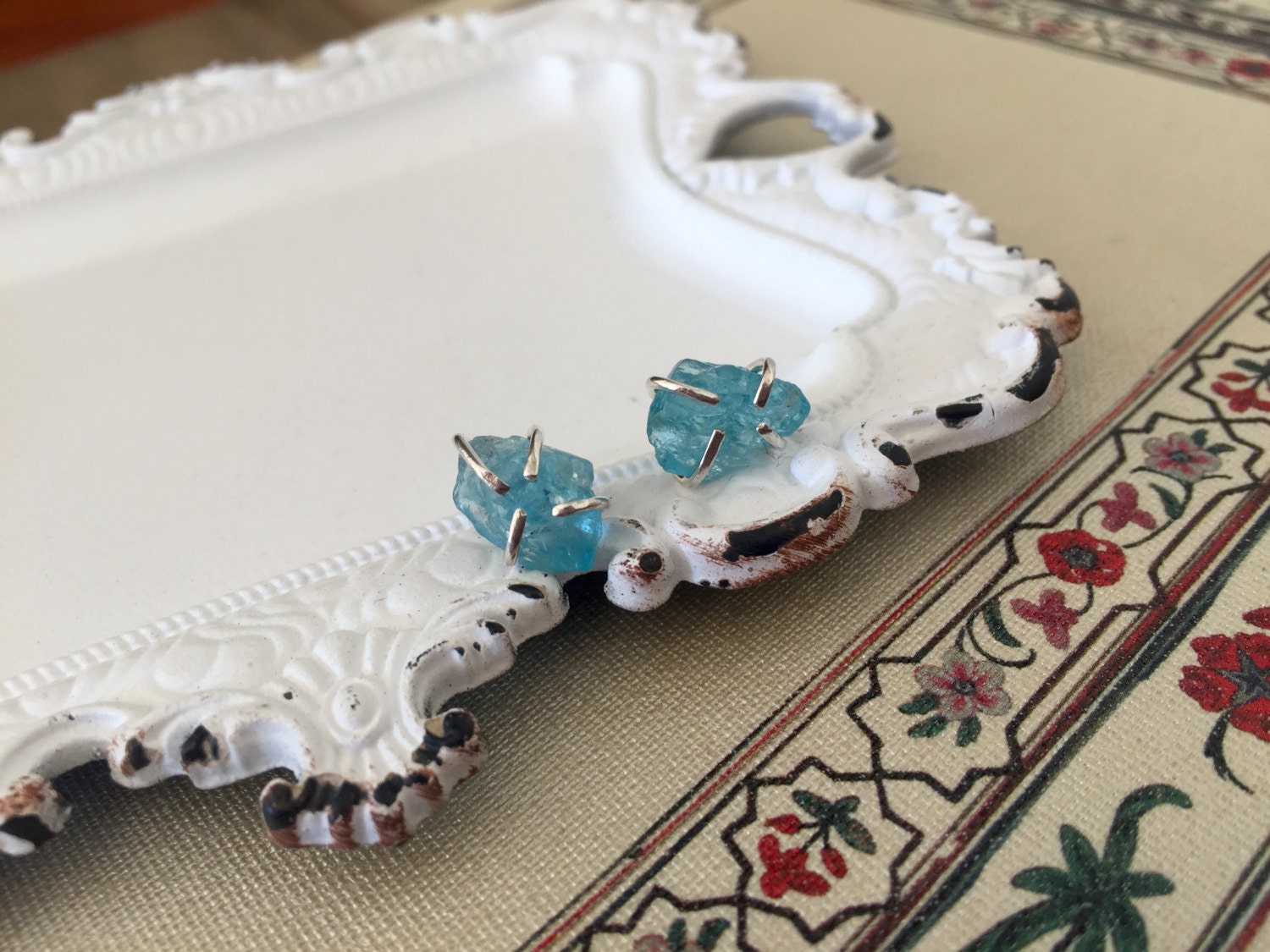 Blue Gemstone Stud Earrings / Apatite Earrings / Stud Earring