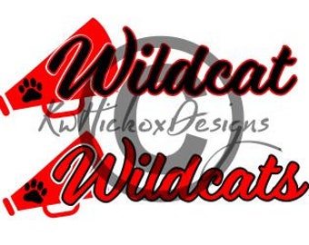 Wildcats Megaphone Svg File, Wildcat Cheer Svg, Dxf, Eps Files