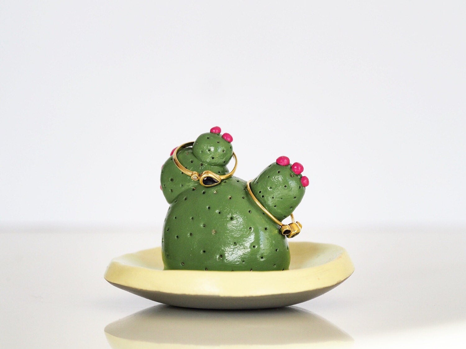 Cactus ring holder Jewelry dish Clay cactus jewelry dish