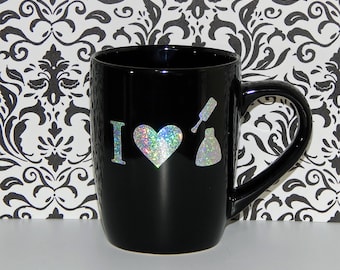 Black or White Mug - Holographic 'I <3 Nail Polish'