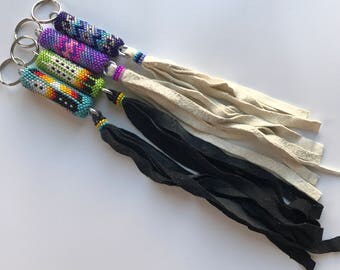 Native American,Native American Beadwork,Native American Beaded Keychain,Zuni Beadwork,Zuni Beaded Key Chain by Patsy & Armond Waikaniwa