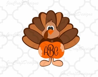Fall Turkey SVG, EPS, Png, DXF, Fall Pumpkin Monogram Frame Cut files for Cricut, Silhouette, Vinyl Cutters and Screen Printing Cut Files