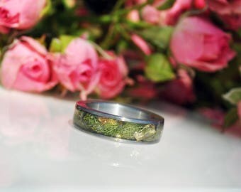 Engagement ring Titanium Ring, silver ring, botanical ring stainless steel,engraved rings,name rings, name rings stackable, Engagement ring