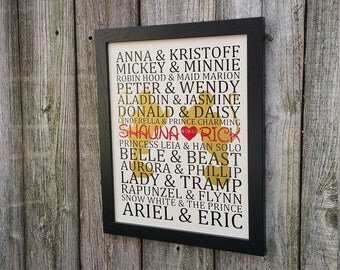 Disney Wedding Gift, Disney Anniversary, Personalized Disney Sign, Disney Wedding,Wedding Shower, Couples Gift,Disney Sign, Disney Wall Art