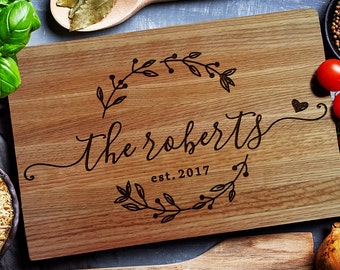 Personalized Cutting Board, Custom cutting Board with Juice groove ,Wedding Monogram, Closing gift (157)