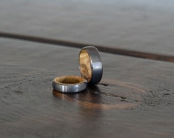 Wood Ring, wooden rings, wood inlay, tungsten carbide ring, wooden ring, wedding band, Fathers day, promise ring, mens, womens, gunmetal
