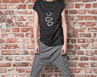 Harem Pants Women/ Black Loose Pants/ Low Crotch Pants/ Extravagant Pants/ Oversize Pants/ Black Plus Size Pants/ Gypsy Pants/ Long Pants