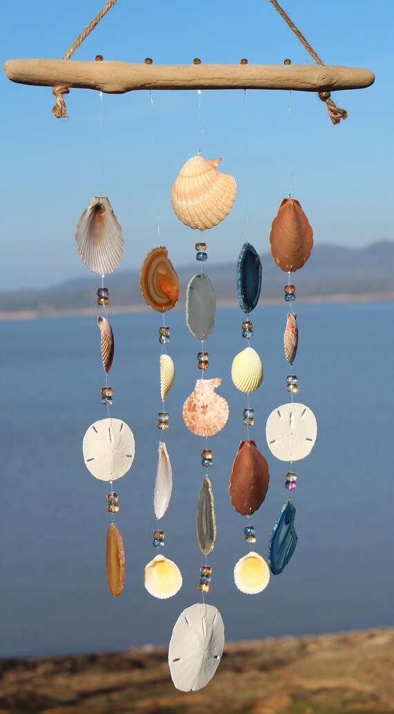 Driftwood Seashell Wind Chimes Handmade Sea Shell Wind