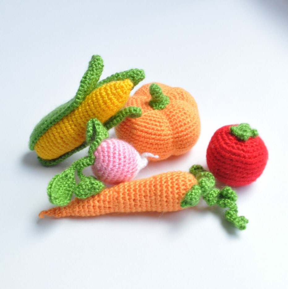 Set of 5 vegetables Crochet play food Knitted food Kitchen