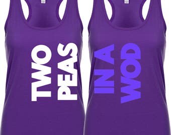 Two Peas in a WOD - Crossfit Tank, Crossfit Partner, Workout Gym Tank Top, Partner WOD, Crossfit Shirt, Burpees, Barbell, Muscle, Flex, Vest