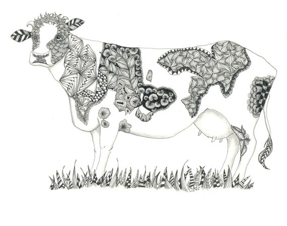 Zentangle Cow Giclée Print Patricia