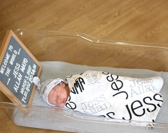 Baby Boy Name Blanket - Monogram Baby Blanket- Boy Blanket- Personalized Baby Blanket- Swaddle Receiving Blanket- Baby Shower Gift