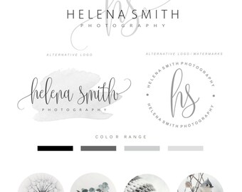 Premade Branding Kit - Photography Logo Set- Watermark - Handwritten initials - Elegant Signature - Stamp Logo - Logo Design Package 87