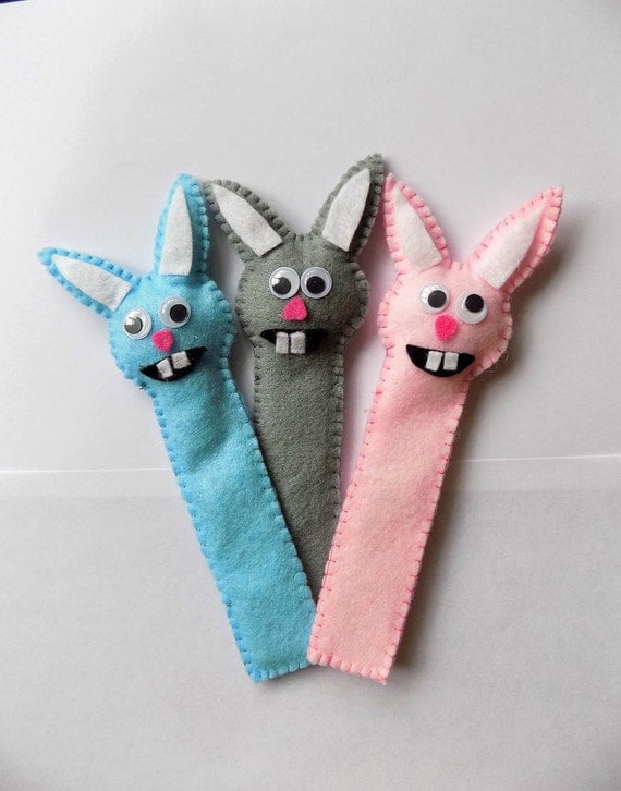 Bunny Rabbit Bookmark, cute, felt, Easter gift for kids, available in any colour