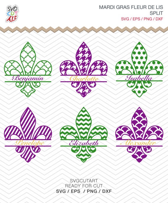 Download Fleur de Lis Split Monogram Mardi Gras SVG DXF PNG eps Cut ...