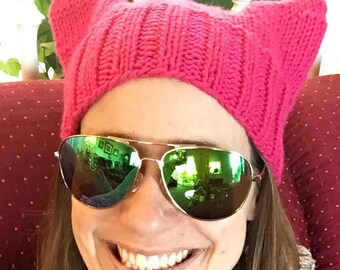 Pussy Cat Hat - great commemorative souvenir, Pussyhat, Pink Cat Hat, hand knit pussycat hat, Cat Hat PussyHat project