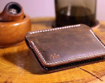 Leather Men Wallet, Personalized Card Holder, 4 Pocket Card Case, Leather Gift For Him, Minimal Wallet, Bifold Leather Wallet