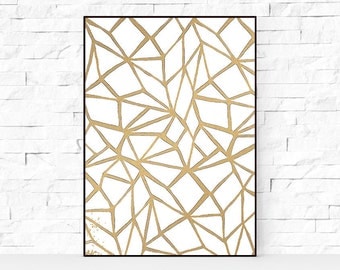 Gold Foil Prints, Wall Decor, Printable Art, Golden Print, digital download, Gold Foil Print, Gold Geometric Print, Gold Triangle