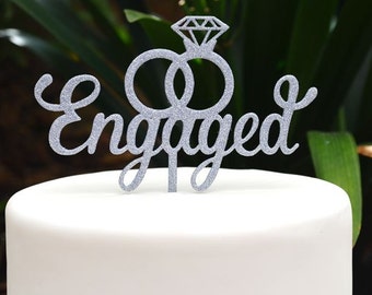 Engagement Cake Topper - Wedding Ring Cake Topper - Diamond Ring Cake Topper
