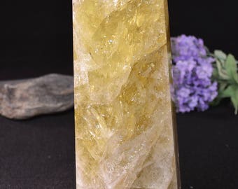 10"Best Extra Large Citrine Point Tower-Golden Healer Included/Yellow Crystal Tower/Smoky Citrine Crystal Quartz Point-255*100*75mm 2589g