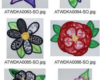 Patchwork-Applique-Flowers ( 9 Machine Embroidery Designs from ATW ) XYZ17E