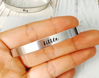 Big little bracelet/Big Sis Lil Sis Gift /Engraved Cuff Bracelet/ Engraved Aluminum Bracelet/ Personalized Engraved Bracelet Engraved Cuff