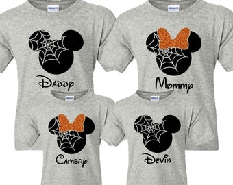 SALE!! Halloween Family Mickey Minnie Shirts, Matching Vacation Shirts, Disney Shirts Vacation, Mickey Head Shirts, Pumpkin, Spiderweb, Fall