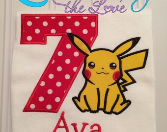 Pokemon Birthday shirt - Pikachu birthday shirt - Personalized birthday shirt - Custom birthday shirt