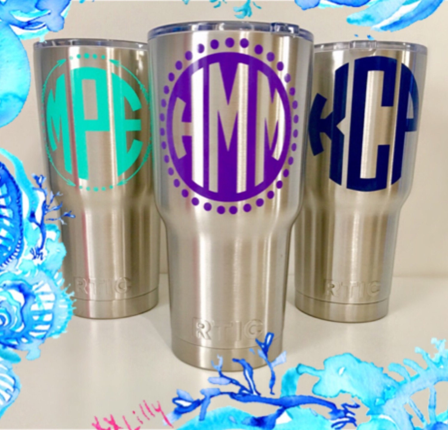 RTIC Tumbler Monogram Tumbler Personalized Tumbler Custom