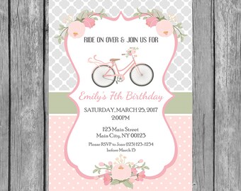 Shabby 1st birthday invitations Girly First Birthday shabby