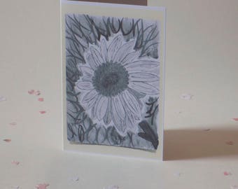 sunflower card, sunflower print, hand made, greeting cards, handmade greeting cards, gifts for her, thank you card, wedding card, blank card