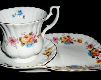 Vintage Chodziez Tea Cup with Saucer Plate~Tea Cup Collectors Set~Tea Time Cookie Plate~Made in Poland~Housewarming Gift~Porcelain Tea Cup~