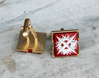 Vintage Cuff Links cufflinks red cufflinks groom cufflinks Soviet cufflink vintage Jewelry cuff links For men Jewelry Men cuff links old