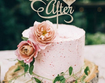 Wedding Cake Topper Happily Ever After Personalized Wood Cake Topper Silver Gold Cake Topper