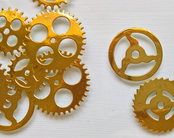 Steampunk Gold Gears / Chronology Cogs / Gears confetti / table confetti for weddings parties (pack of 50)