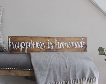 Happiness is Homemade | Wood Sign | Home Decor | Rustic Sign | Housewarming Gift