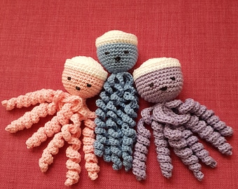 Crochet Octopus, Preemie Small Crochet Squid, Inkfish, Baby toy, Cuttlefish, Sepia