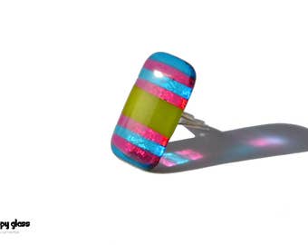Fused Glass Ring - Oversized Ring - Funky Ring - Glass Ring - Gift for her - Birthday Gift - Cocktail ring