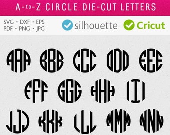 Circle Monogram Font Svg Round Initials Svg Circle Alphabet Svg Bold Font Svg Thick Monogram Letters Svg Cricut downloads Dxf Silhouette htv