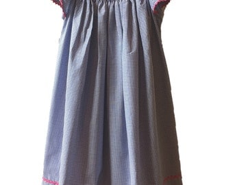 Pink Cherry Smocked Bishop Dress - Blue and White Gingham Smocked Dress