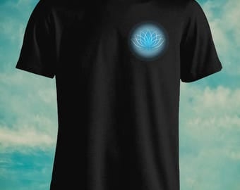 Blue Lotus Flower Pocket Print For Adult 100% Unisex Cotton Graphic T Shirt Tees Mens Womens Teens Apparrel Gift Idea