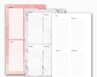 Printed 2017 weekly planner inserts / personal size / marble, watercolor, minimal / vertical weekly / printed planner / filofax, kikki k