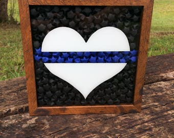 Thin Blue Line Shadow Box, Thin Blue Line Art, Thin Blue Line Decor, Thin Blue Line Wall Art, Police Officer Gift, Law Enforcement Decor